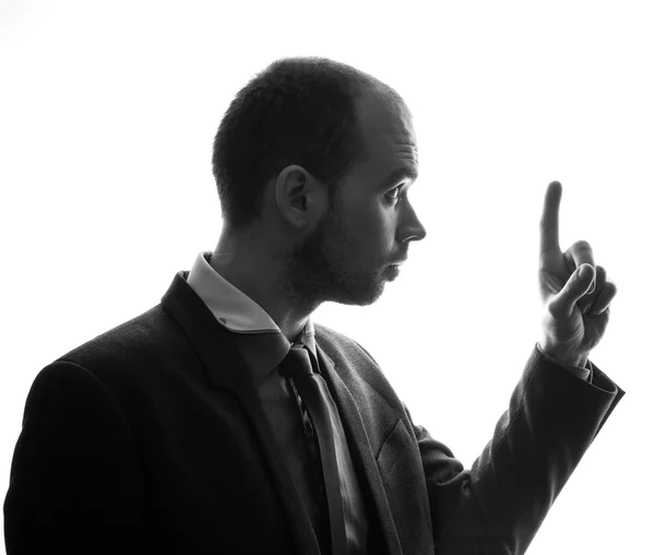 Caucasian businessman silhouette — Stock Photo, Image