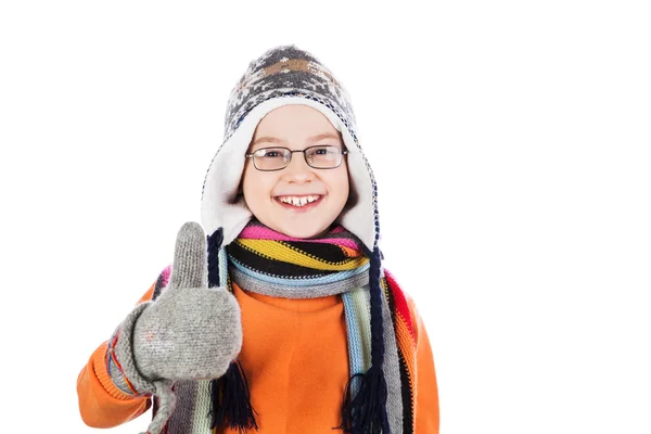 Kleine jongen waardoor u duimen omhoog — Stockfoto