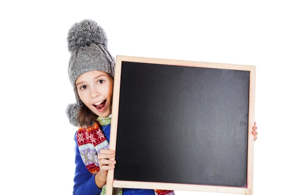 Blackboard and little girl — Stock Photo, Image