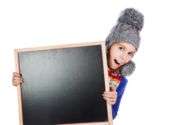 Blackboard and little girl — Stock Photo, Image