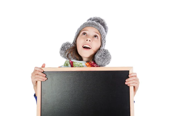 Blackboard and little girl — Stock Photo, Image