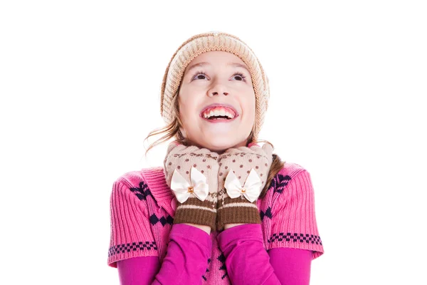 Retrato de menina bonito olhando para cima — Fotografia de Stock