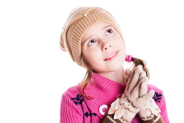 Retrato de menina bonito olhando para cima — Fotografia de Stock