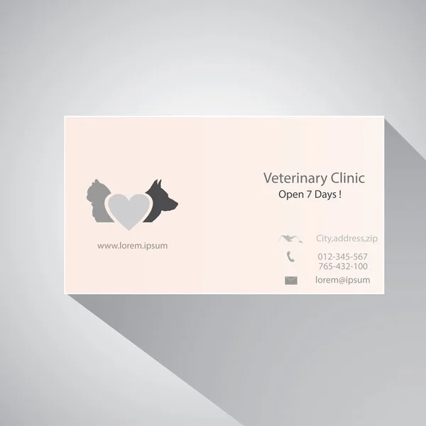 पशु चिकित्सा क्लिनिक का कॉलिंग कार्ड . — स्टॉक वेक्टर