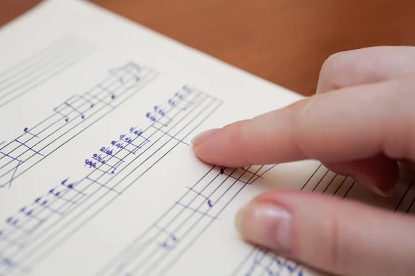 Music book with handwritten notes — Stock Photo, Image