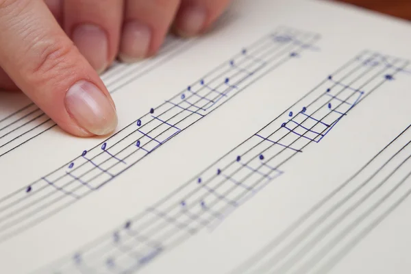 Music book with hand written notes — Stock Photo, Image