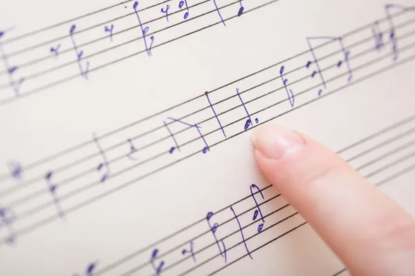 Music book with hand written notes — Stock Photo, Image