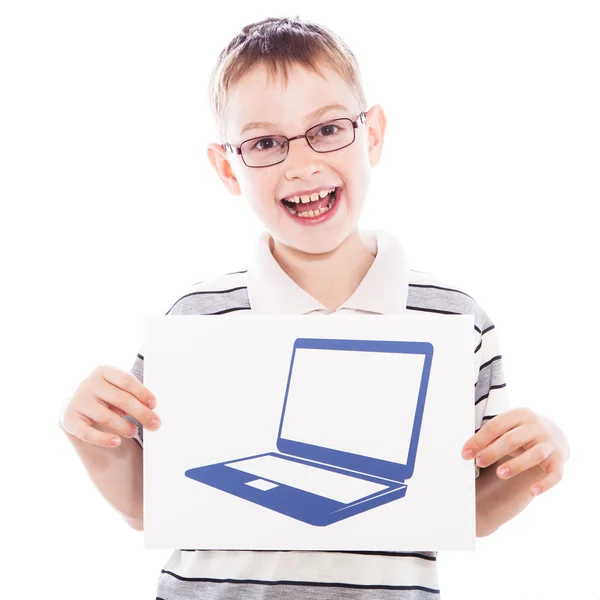 Happy boy with picture — Stock Photo, Image