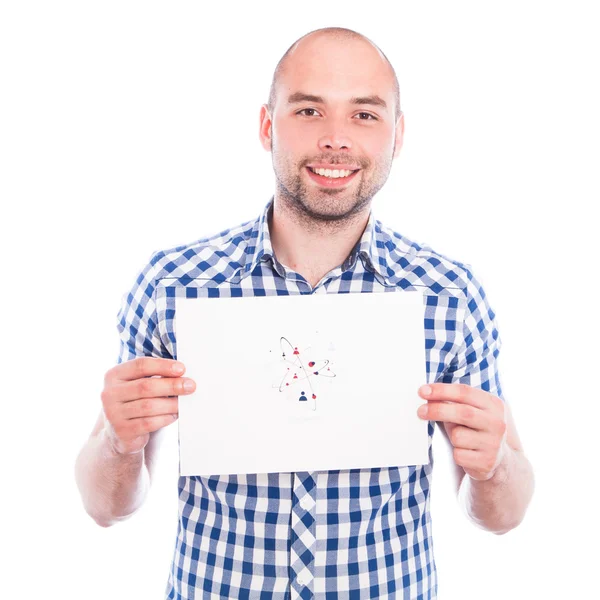 Joven feliz con signo — Foto de Stock