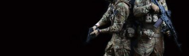 Özel kuvvetler askerinin portresi. Askeri birlikler kavramı.
