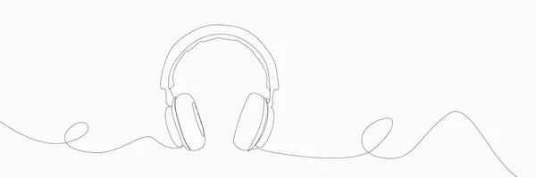 Desenho Uma Linha Dispositivo Alto Falante Fone Ouvido Design Lineart — Vetor de Stock