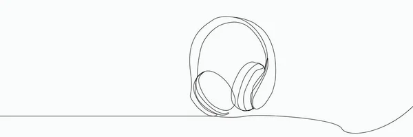 Dibujo Una Línea Dispositivo Altavoz Auriculares Gadget Diseño Lineal Continuo — Vector de stock