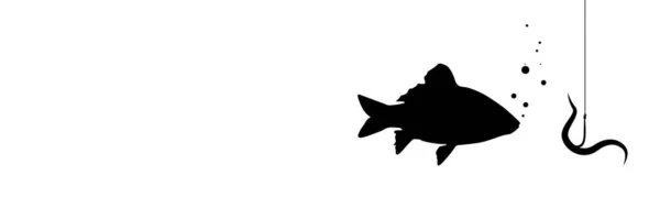 Fishing Black Hooks Barbed Fish Hook Illustration — Stockvektor