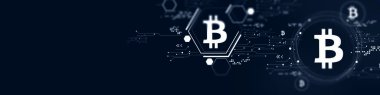Soyut bitcoin blok zinciri dijital ağ arkaplanı