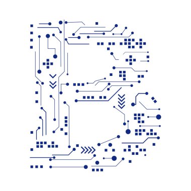 Teknoloji vektör yazı tipi yazı tipi benzersiz tasarım. Teknoloji, devreler, mühendislik, dijital, oyun, bilim kurgu ve bilim konular için.