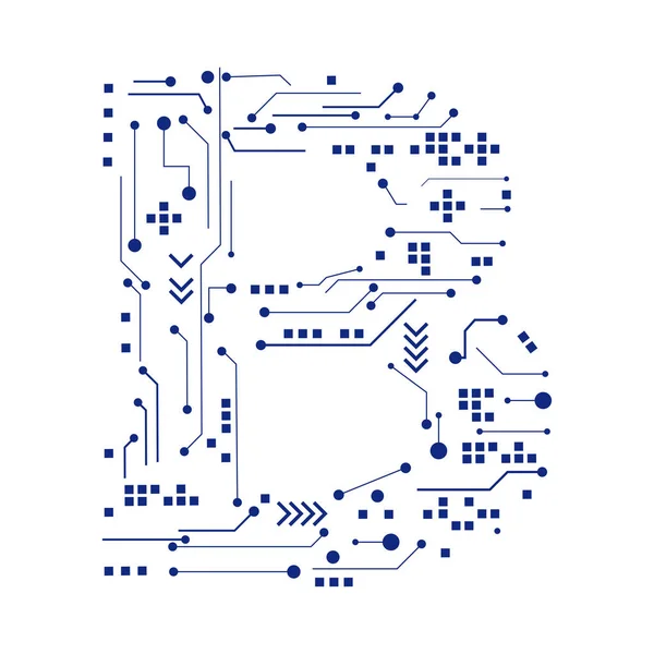 Tech Vektor Betűkészlet Betűkép Egyedi Design Technológia Mérnöki Áramkörök Digitális — Stock Vector