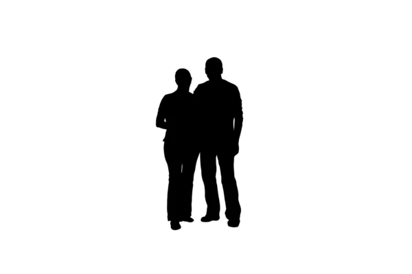 Silhouettes of man and woman — Stock Photo, Image