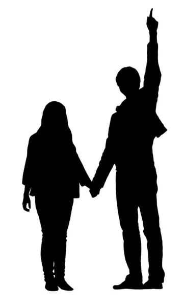 Silhouette of man and woman — Stock Photo, Image