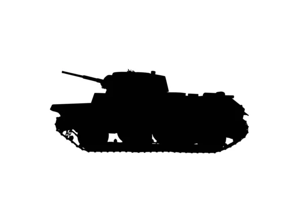 Silhouette Eines Panzers Isoliert Auf Weißem Hintergrund — Stockfoto