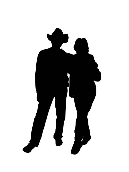 Silhouettes Man Woman Isolated White Background — Stock Photo, Image