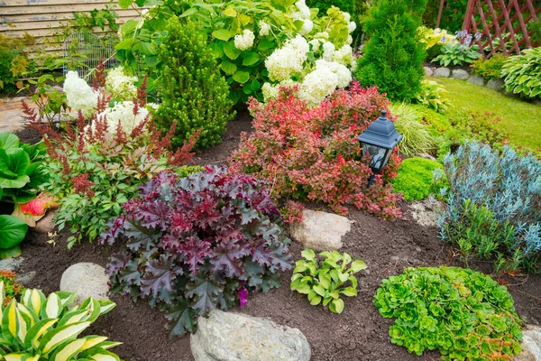 Beispiel Landschaftsplanung Garten Schöne Ecke Des Gartens — Stockfoto