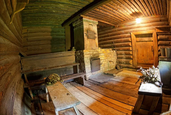 Interior of the Russian bath with stove — Stock Photo, Image