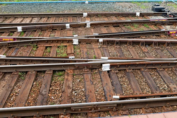 Veduta del tracciato ferroviario in giornata estiva — Foto Stock