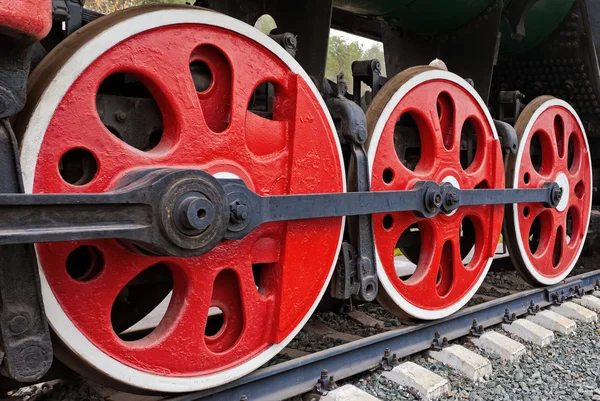 Old steam locomotive wheels — Stock Photo, Image