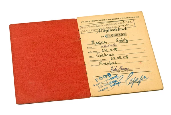 Union card of the former GDR — Stock Photo, Image