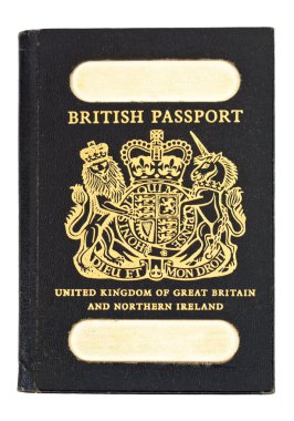 açık, eski stil İngiliz pasaportu vurdu
