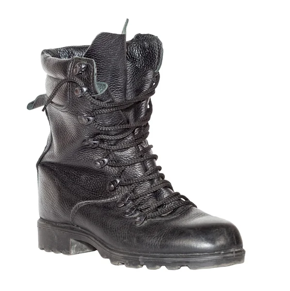 Black army boot isolated on white background — Stock Photo, Image