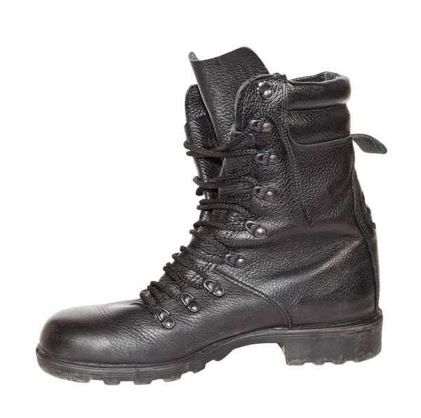 Black army boot isolated on white background — Stock Photo, Image