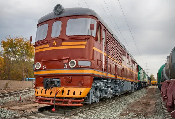 Old soviet diesel locomotive — Stock Photo, Image