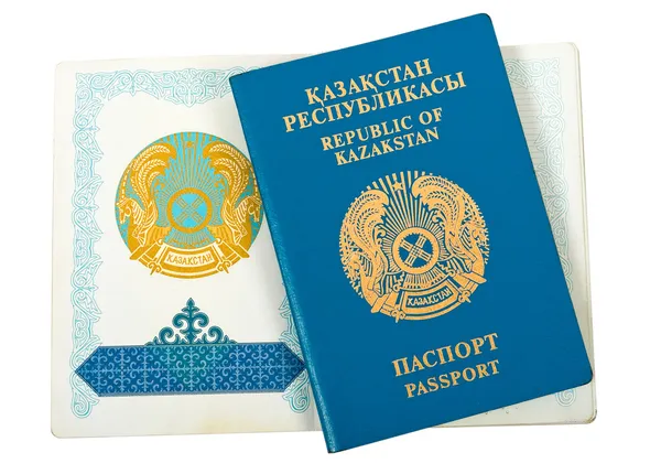 Beyaz zemin üzerine Kazakistan pasaportu — Stok fotoğraf