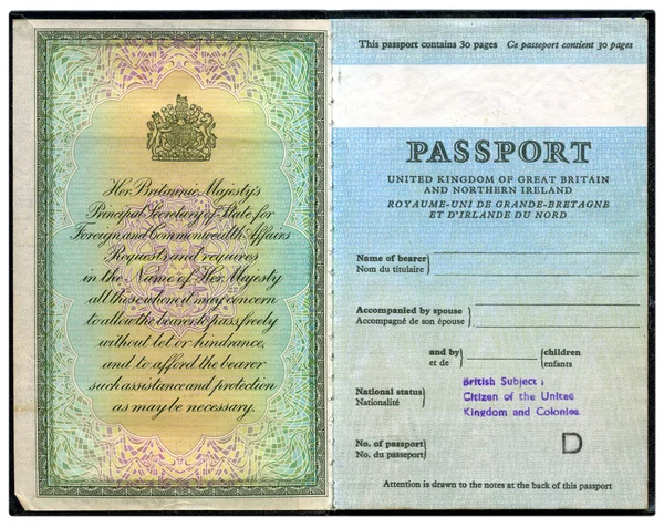 老英国护照 — 图库照片