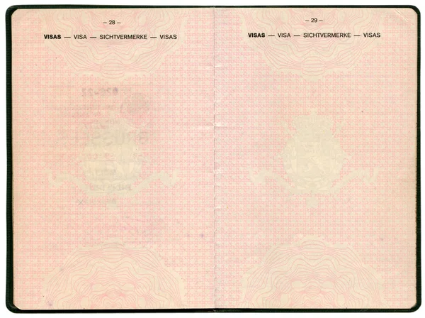 Antiguo pasaporte belga. Páginas para marcas de visa — Foto de Stock