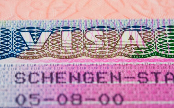 Wiza Schengen w paszporcie. Fragment — Zdjęcie stockowe