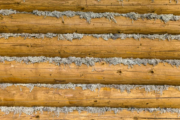 ログで作られた木製の村の家の壁 — ストック写真