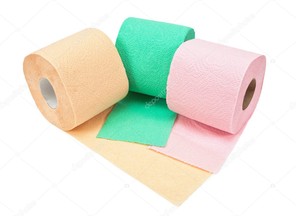 Rolls of toilet paper isolated on white background