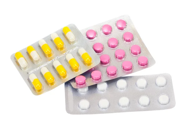 白い背景に単離された錠剤のパック — ストック写真