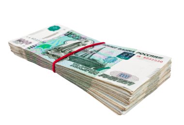 Rus ruble kauçuk beyaz zemin üzerine sarılmış