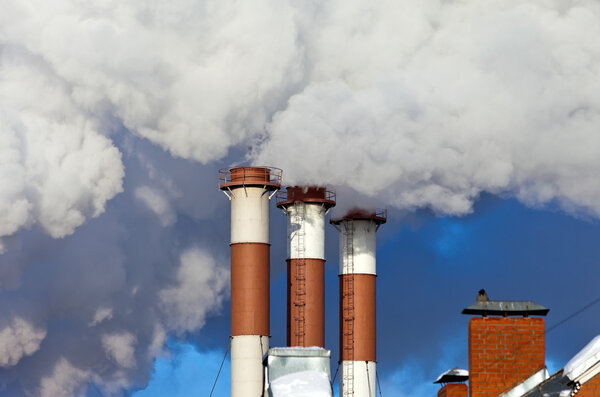 Smoking chimneys other blue sky