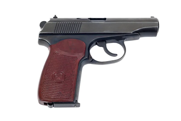 Russo 9mm handgun isolado no fundo branco — Fotografia de Stock