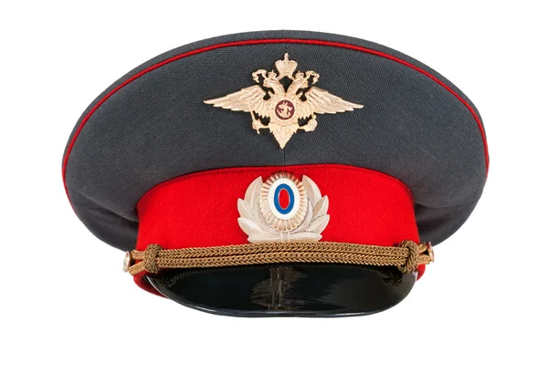 흰색 배경에 고립 된 러시아 경찰 모자 — 스톡 사진