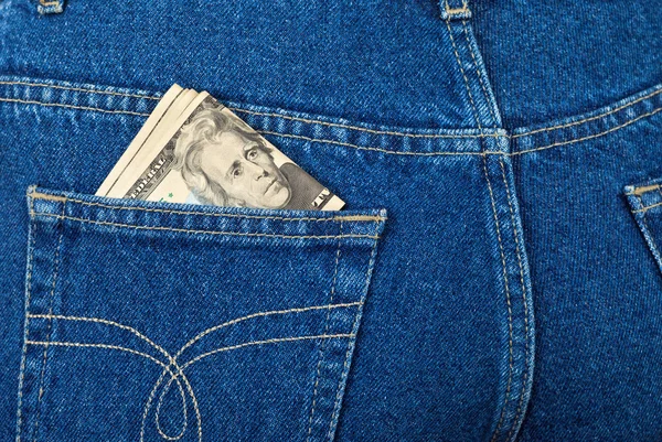 U.S. dollars in the back jeans pocket — Stock Photo, Image