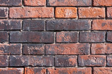 Arka plan olarak eski yıpranmış kırmızı tuğla duvar