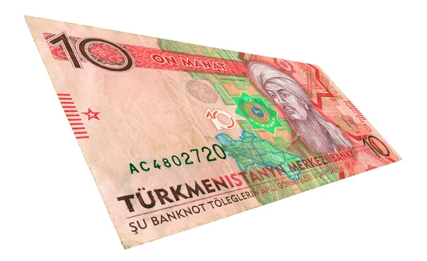 Dix billets de manat du Turkménistan sous un angle — Photo