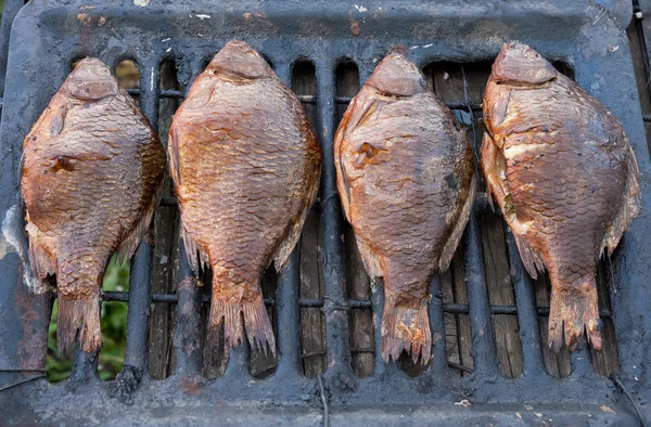 Απλώς καπνίσει φρέσκα ψάρια που ψαρεύονται στη ρωσική ποταμού — Φωτογραφία Αρχείου