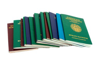 beyaz zemin üzerinde farklı yabancı pasaport
