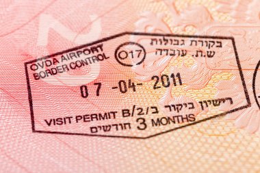 İsrail Vizesi giriş ve çıkış damgaları pasaportu